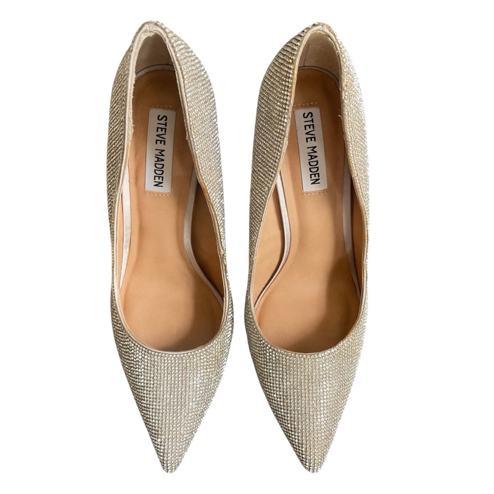 Steve Madden Daisie Rhinestone Pumps Womens 8.5 Metallic Pointed Toe Heels